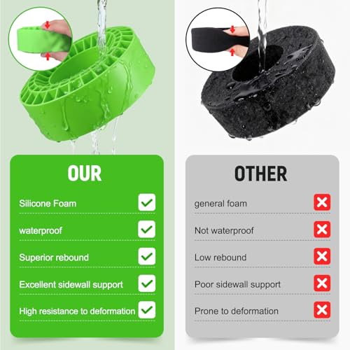 Soft 2.2" Silicone Tire Inserts, 4‑Pack, Fits 132–134mm (5.25" OD) Crawler Tires, Waterproof Foam Replacement for 1/10 RC Crawlers, 125×45mm, Enhanced Traction & Sidewall Support (Green) - color: Green