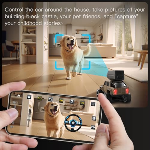 1:64 Alloy Mini RC Crawler with Camera, WiFi APP 2.4GHz (Yellow) | Alloy Body, 480P Camera & LED Lights. Dual Control: Phone APP or Remote. Gravity Sensing, Auto Demo & Cruise for Hobbyists - color: Yellow