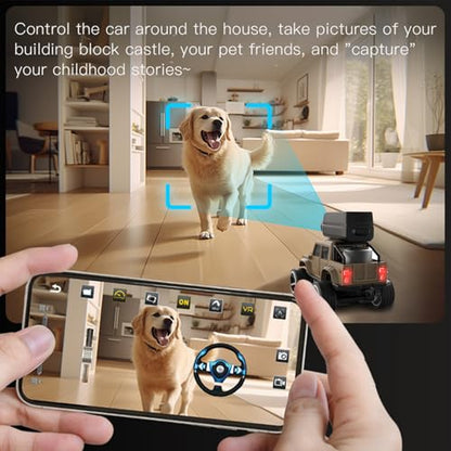 1:64 Alloy Mini RC Crawler with Camera, WiFi APP 2.4GHz (Yellow) | Alloy Body, 480P Camera & LED Lights. Dual Control: Phone APP or Remote. Gravity Sensing, Auto Demo & Cruise for Hobbyists - color: Yellow
