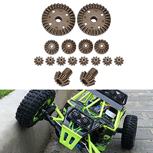 T best 16pcs Metal Gear, Metal Spur Diff Differential Main Gear RC Gear Upgrade Parts Fit for 12428 12423 RC Accessory