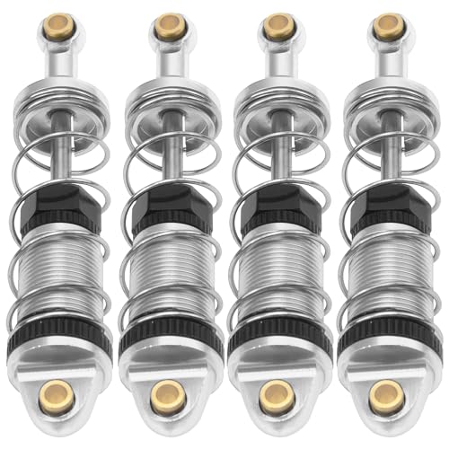 4Pack ShareGoo RC Car Shock Absorbers Metal Shocks Damper Compatible with MJX Hyper Go 16207 16208 16209 16210 H16BM H16GT H16DR 1/16 RC Car Upgrades Part (Silver) - color: Silver