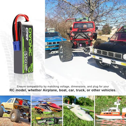 OVONIC 3S LiPo Battery 11.1V 6500mAh 120C with EC5 Plug for RC Car RC Truck Airplane Helicopter Boat Car Racing RC Hobby (2 Packs)