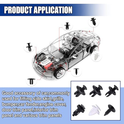 100PCS Car Bumper Retainer Clips with Fastener Remover (5Tools) | Automotive Body Trim Fixed Clip, Auto Door Panel Push Pin, Universal Vehicle Plastic Rivets Kit with 5 Removers & Storage Box - size: 5Pcs Tools