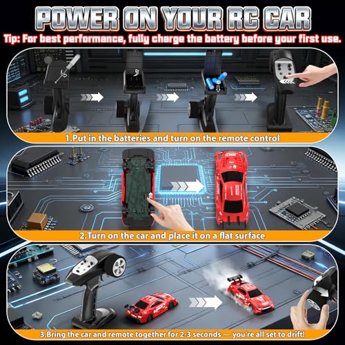1/43 Mini RC Drift Car with Gyro, 2.4GHz Full Proportional RC Car, 20KM/H Professional High Speed Remote Control Car with Lights, Desktop Drift Car Racing Toy Gifts to Adults Kids Boys - color: Red