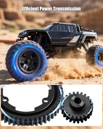 50T M1.0 Harden Steel Main Spur Gear with 23T Pinion Motor Gear Fit for Traxxas 1/10 Maxx 1/10 E-REVO 2.0 VXL 1/5 X-Maxx 1/7 XO-1 1/6 XRT Replace 6481X Hot Racing Spur Gear RC Cars Spare Parts - size: 50T+23T