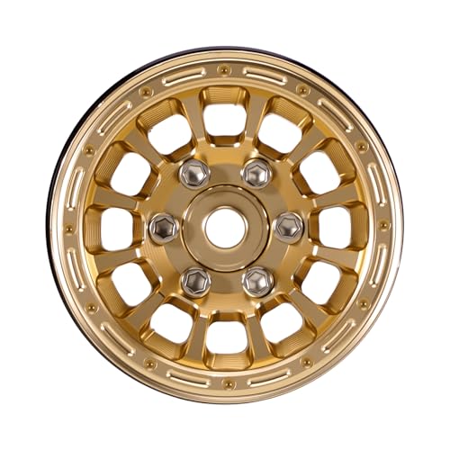 INJORA 1.0" Aluminum Beadlock Wheels 0mm Offset for 1/18 1/24 RC Crawler Upgrade, W1056(Gold) - color: Gold
