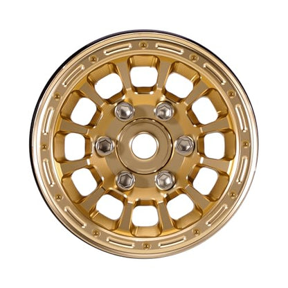 INJORA 1.0" Aluminum Beadlock Wheels 0mm Offset for 1/18 1/24 RC Crawler Upgrade, W1056(Gold) - color: Gold