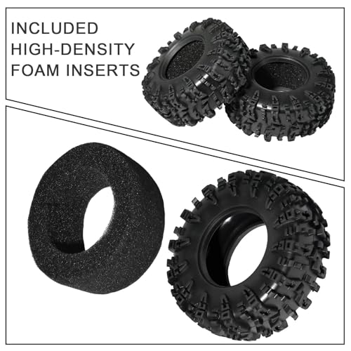 1.3 Tires for SCX24 & TRX4M 63.2 26.7mm RC Crawler Tires Upgrades with Foam Inserts Compatible with Traxxas Axial 1/18 1/24 Scale RC Cars Aggressive Mud Terrain Swamp Claw Design - size: 1.3-66mm-mzt