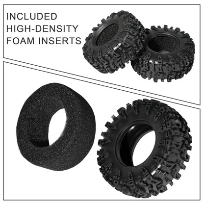 1.3 Tires for SCX24 & TRX4M 63.2 26.7mm RC Crawler Tires Upgrades with Foam Inserts Compatible with Traxxas Axial 1/18 1/24 Scale RC Cars Aggressive Mud Terrain Swamp Claw Design - size: 1.3-66mm-mzt