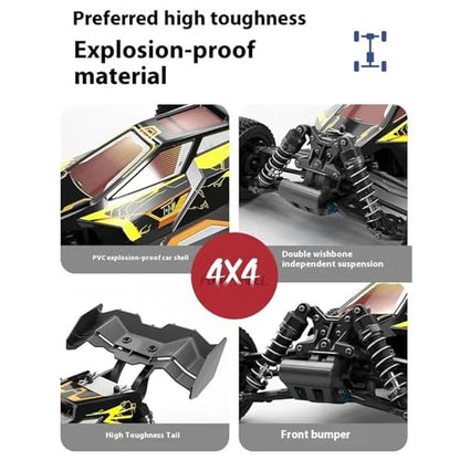 TOUCAN RC HOBBY Muti-Terrain 1/16 16201 2.4GHz Sync Remote Control Electric Off Road Vehicle PVC Body AWD RC Model Car RC390 Motor RTR for Adult - color: Yellow