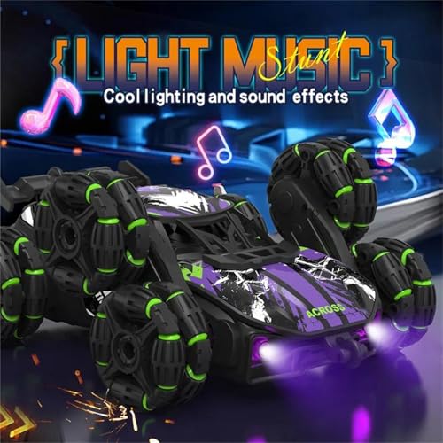 Boys 2.4G Remote Control Car with Gesture Sensing 360° Rotation 8 Wheel Off Road Stunt Drift Spray Racing Transformable Toy,A,Dual Battery - color: A