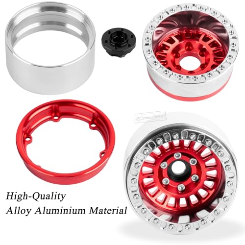 1.9" Beadlock rc Wheels and Tires for 1/10 RC Crawler TRX4 TRX6 SCX10 90046 AXI03007 VS4-10 Gen8 MST CFX D90,Aluminium 1.9 Beadlock Wheel 1.9 RC Tire,4pcs,Red - color: Red(4pcs)