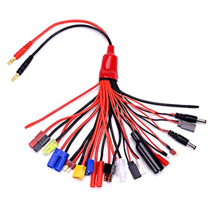 Readytosky 19 in 1 Lipo Battery Charger Adapter Convert Cable | Banana Plug to JST/T-Plug/XT60/EC3/EC5/HXT 4mm, For RC Car Drone
