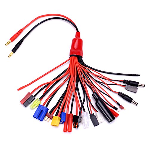 Readytosky 19 in 1 Lipo Battery Charger Adapter Convert Cable | Banana Plug to JST/T-Plug/XT60/EC3/EC5/HXT 4mm, For RC Car Drone
