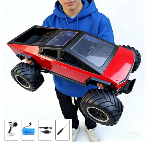 1/8 Scale Large Remote Control Cyber Pickup Truck, 4WD Off-Road RC Monster Truck, 2.4Ghz All-Terrain Climbing Car with Sound & Light Effects, Alloy Body, Ideal Gift for Kids Age 6+ - color: 1/8 Truck