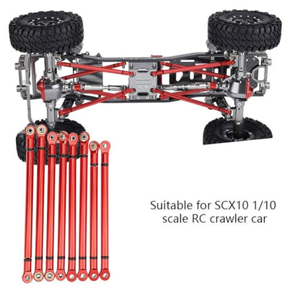 RC Link Rods, 8Pcs Aluminium Alloy Chassis 313mm Wheelbase Link Rod for Axial SCX10 1/10 Scale RC Crawler Car Upper & Lower Rod Link Linkage Wheelbase Upgrade Parts(Red) - color: Red