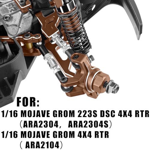 RC Suspension Arms Upgrades Parts for 1/16 Mojave Grom 223S DSC 4X4 RTR,1/16 Mojave Grom 4X4 RTR,Aluminum Front Rear Suspension A Arms Set Hops Up,Replace ARA330839+ARA330840,Bronze