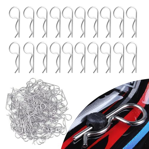 100PCS Universal RC Body Clips Pins for All 1/10 1/12 Scale Traxxas Redcat Axial SCX10 Losi HPI Himoto HSP Exceed RC Car Parts Truck Buggy Shell Replacement (Silver) - color: Silver