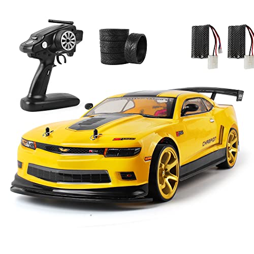RC Buggy 70km/H High-Speed Drift Racing 2.4G 4WD Electric RC Vehicle RC Flat Running Drift Rally Racing Rubber Tire RC Truck Gift Replacement Tires,2 Batteries - color: Yellow