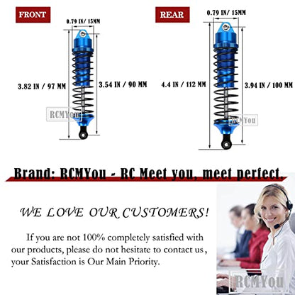 RC Shocks Absorber Upgrades Part for 1/10 Lasernut U4, Tenacity DB Pro,TENACITY TT Pro 4WD SCT,4PCS Aluminum Front Rear Big Bore RC Shocks Damper,90mm 100mm Metal Hop Ups,#LOS233011,Navy Blue - color: Navy Blue - 4pcs