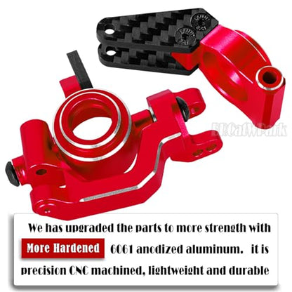 RC Aluminum Caster Block,Steering Blocks,Rear Stub Axle Carriers w/Bearings Upgrades Part for 1/10 Senton/Granite/BigRock/Vorteks/Typhon 3S Blx 4X4 Mega 550,Red
