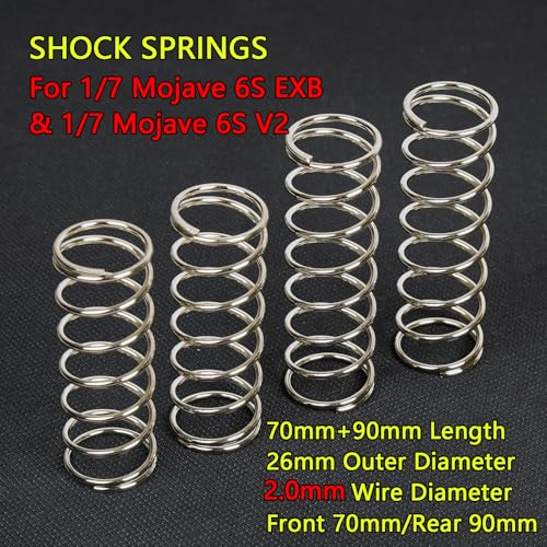 Bearing Steel Shock Absorber Spring for ARRMA 1/7 Mojave 6S EXB&Mojave 6SV2 | Thick Wire Diameter 26MM Shock Absorption Damp Spring Upgrade ARA330644&ARA330643-F70mm/R90mm - color: 1/7 Mojave 6s Exb & Mojave 6s V2