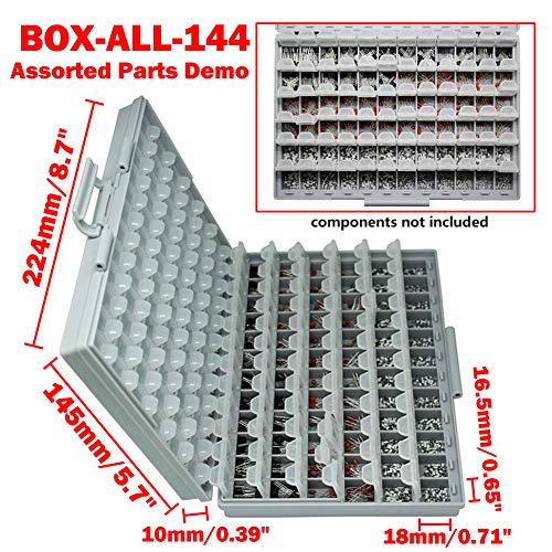 AideTek Two SMD SMT Resistor Capacitor 1206 0805 0603 Box Organizer Craft Beads Storage 144 Compartments for each box - style: 2BOXALL