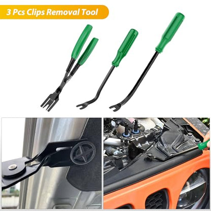 GOOACC 200Pcs Trim Removal Tool, Auto Push Pin Bumper Retainer Clip Set Fastener Terminal Remover Tool Adhesive Cable Clips Round Handle Crowbar Kit Car Panel Radio Removal Auto Clip Pliers, Green - color: 200Pcs Clips Removal Kit Green