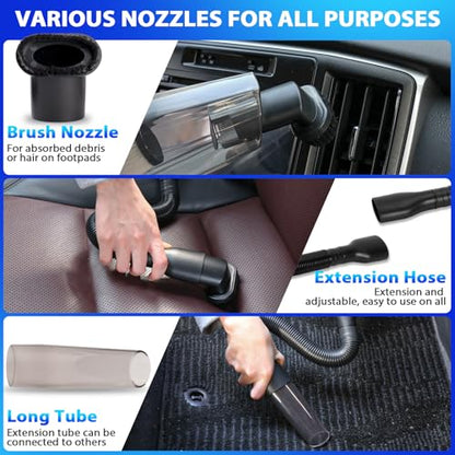 THINKWORK Car Cleaning Kit, Car Vacuum Kit, Gray Car Interior Detailing Kit with 8000PA High Power Vacuum, Including 7Pcs Detailing Brush Set and Bag - color: Gray