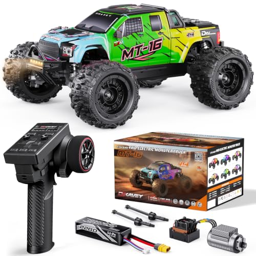 MT16 1/16 50MPH Brushless 4WD RC Truck,All-Terrain Remote Control Car Adult | with 3S Battery,Waterproof Fast Off-Road 4X4 RC Truggy for Adults,Suitable as Gift for Snow/Sand Adventures-Gradient Green - color: Gradient Green, size: 1/16
