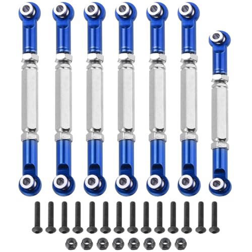 MECCANIXITY Adjustable Turnbuckles Camber Link Linkages Aluminum Alloy RC Car Steering Pull Rod Servo Linkages Tie Rod for 2WD 1/10 RC Car Crawler（Dark Blue） - color: Dark Blue