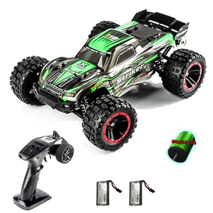 GoolRC 2105A Brushless RC Cars, 1:14 Scale Remote Control Car, 4WD 75KM/H High Speed RC Truck, All Terrains Off-Road Monster Trucks, 2.4GHz Electric Vehicle with 2 Batteries for Adults (Green) - color: Green, size: 2 Batteries