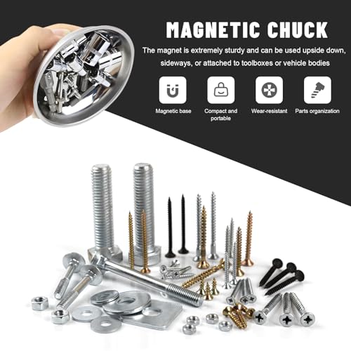 Sun Walker 2 PCS Magnetic Tray Holders, Stainless Steel Thickened Round Tray Set with Strong Magnet, Heavy Duty Magnetic Trays for Screws Bolts Nuts Washers Pins, Car Accessories (3" Round) - color: 3" Round