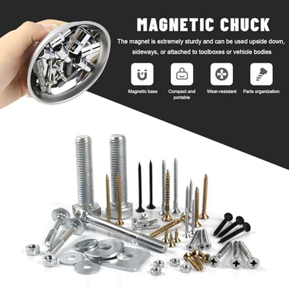 Sun Walker 2 PCS Magnetic Tray Holders, Stainless Steel Thickened Round Tray Set with Strong Magnet, Heavy Duty Magnetic Trays for Screws Bolts Nuts Washers Pins, Car Accessories (3" Round) - color: 3" Round