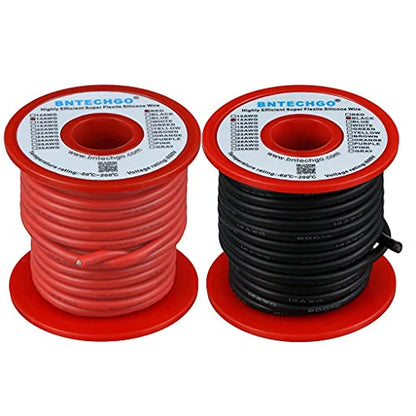 BNTECHGO 14 AWG Silicone Wire Red Black 25ft Stranded Tinned Copper Wire | Flexible 14 Gauge Stranded Wire Silicone Rubber Insulation For RC Models, Drone, Robot, Battery, EV Charger, 3D Printer, DIY - color: Red and Black, size: silicone wire red 25ft an