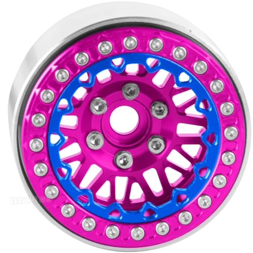 RC 1.9 Wheel Rims for 1/10 SCX10 SCX10 II 90046 SCX10 III AXI03007 SCX10 Pro TRX4 TRX6 Gen7/8 D90 VS4-10 MST CFX RC Crawler Car,4pcs Aluminum 1.9 Wheel Rims,Pink - color: Pink - (Rims)