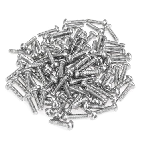 105 Pieces M2.5 x 10mm Button Head Socket Cap Screws, Thread Pitch 0.45mm, Sutemribor M2.5 Screws, 304 Stainless Steel, Fully Threaded, Silver - size: M2.5 x 10mm, style: Button Head