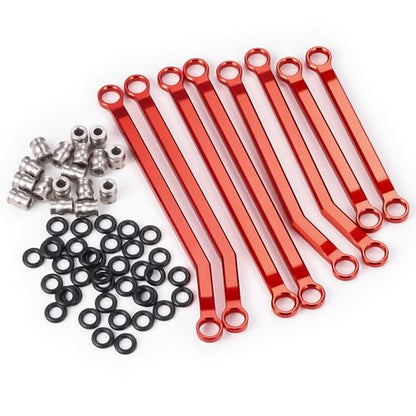 8Pcs High Clearance Chassis Linkage Kit for 1/18 Redcat Ascent | Aluminum Steering Link Set,RC Upgrade Parts - style: Red