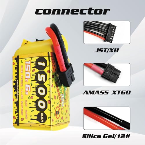 CNHL Speedy Pizza 1500mAh 6S Lipo Battery 22.2V 150C XT60 Plug (2 Packs) | Low internal resistance offers explosive acceleration and agile control for FPV racing drones and cinematic quadcopters.