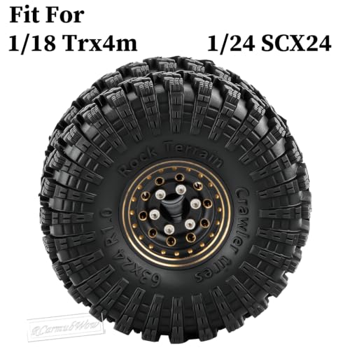 1.0 Beadlock Dually Wheels and Tires for 1/24 1/18 RC Crawler Car SCX24 TRX4M,Soft Mud Tires 1.0 Beadlock Tires Set Brass 1.0 Beadlock Wheels Double Wheels,4pcs,Style4 - style: Style4(4pcs)