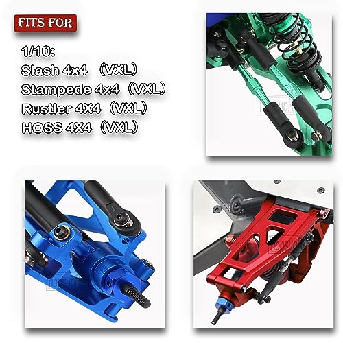 Upgrades Part for 1/10 Rustler/Stampede/Slash VXL 4X4,Big Bore RC Shocks&Steel Drive Shaft CVD&A Arm&Caster Block,Steering Blocks,Rear Stub Axle Carriers&Steering Bellcranks&Hex Hub,Red - color: Red/(6 Piece Set)