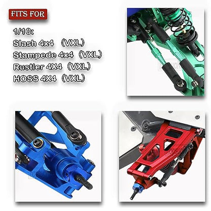 Upgrades Part for 1/10 Rustler/Stampede/Slash VXL 4X4,Big Bore RC Shocks&Steel Drive Shaft CVD&A Arm&Caster Block,Steering Blocks,Rear Stub Axle Carriers&Steering Bellcranks&Hex Hub,Red - color: Red/(6 Piece Set)