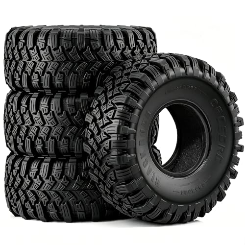 1/10 RC Track Tire 1.9 Inch, Soft Rubber with Deep Tread and Foam Insert for TRX4 SCX10 Gen8 Crawler