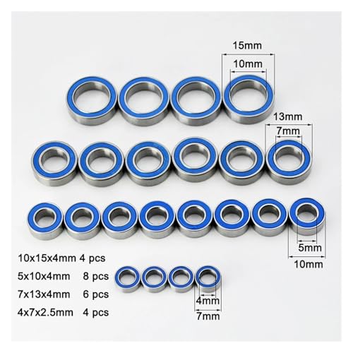 22pcs Bearing set for the Rlaarlo Terminator truck RC Car Metal Rubber Sealed Miniature Ball Bearings(Metal Seal) - color: Metal Seal