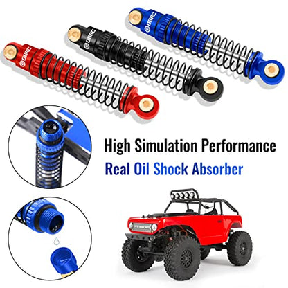 OGRC Shocks Absorber Oil Threaded Damper Aluminum Front & Rear Shocks for Axial SCX24 C10 JLU Deadbolt Gladiator Bronco Upgrade Parts (Blue) - color: Blue