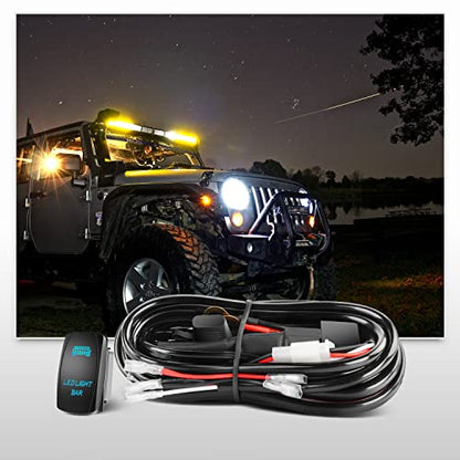 Nilight 54 Inch 312W Curved Spot Flood Combo Led Light Bar LED Off Road Light Driving Light and 1PC 14AWG 12V 5Pin Rocker Switch Wiring Harness Kit - 1 Lead - size: 54Inch 312W Light Bar +Wiring Harness