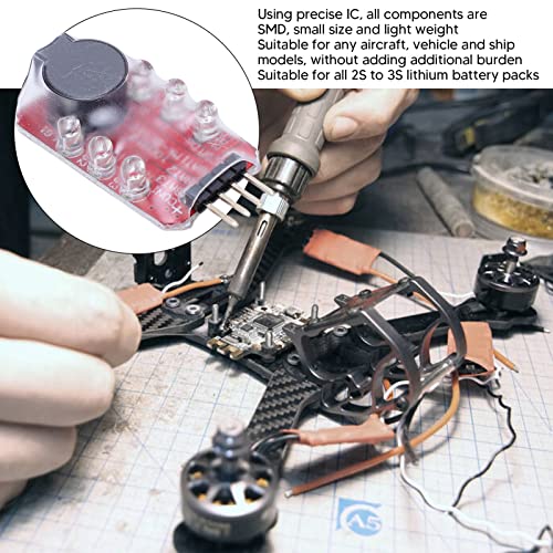 5PCS Lipo Battery Low Voltage Alarm Tester with Loud Buzzer LED for 2S 3S RC Drone Portable