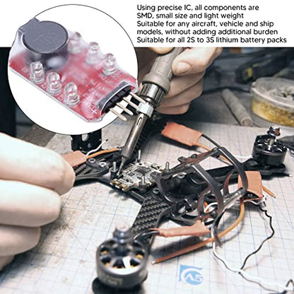 5PCS Lipo Battery Low Voltage Alarm Tester with Loud Buzzer LED for 2S 3S RC Drone Portable