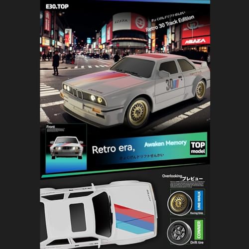 HTLNUZD 1/16 E30 RC Car - Retro Sports High-Speed 2.4G 4WD Hobby Model | Adult Collectible Gift (1/16 White E30) - color: 1/16 White E30