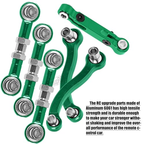 RC Aluminum Metal Turnbuckle Camber Links Toe Links with Rod Ends Steering Linkage Set Upgrade Parts for 1/18 LaTrax Teton,Desert Prerunner.Green(Replace 7636) - color: Green(7pcs)